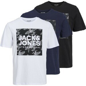 Tričko 'Loky' jack & jones tmavě modrá / černá / bílá