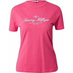 Tričko 'SIGNATURE' Tommy Hilfiger pink / bílá