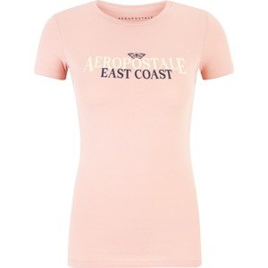 Tričko AÉROPOSTALE béžová / marine modrá / pastelově růžová
