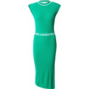 Úpletové šaty Karl Lagerfeld zelená / bílá