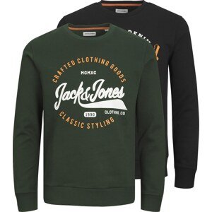 Mikina 'MIKK' jack & jones khaki / oranžová / černá / bílá