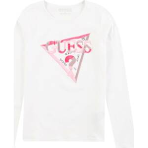 Tričko Guess šedobéžová / pink / růžová / bílá