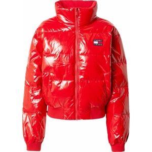 Zimní bunda Tommy Jeans marine modrá / světle červená / bílá