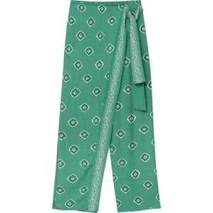 Kalhoty Pull&Bear smaragdová / bílá
