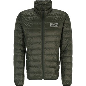 Přechodná bunda EA7 Emporio Armani tmavě zelená / bílá