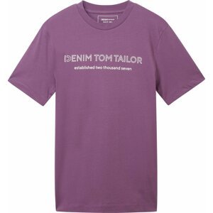 Tričko Tom Tailor Denim tmavě fialová / bílá