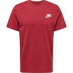 Tričko 'CLUB+' Nike Sportswear červená / stříbrná / bílá