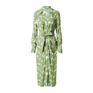 UNITED COLORS OF BENETTON Košilové šaty zelená / bílá