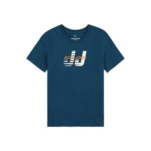 Jack & Jones Junior Tričko marine modrá / jasně oranžová / bílá