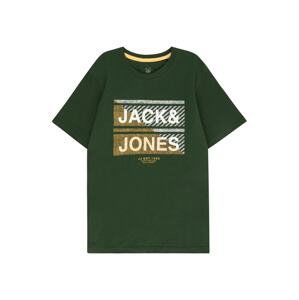Jack & Jones Junior Tričko 'KAIN' hořčicová / tmavě zelená / bílá