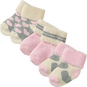 STERNTALER Ponožky  šedý melír / růžová / barva bílé vlny