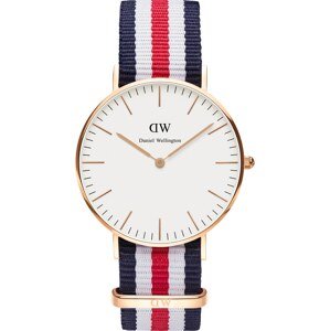 Daniel Wellington Analogové hodinky 'Classic Canterbury RG White'  tmavě modrá / zlatá / červená / bílá