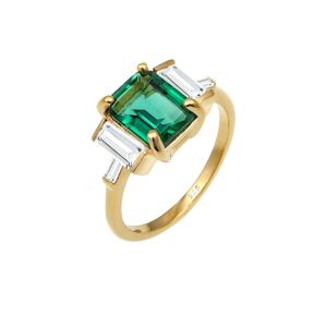 ELLI PREMIUM Prsten  zlatá / zelená / průhledná