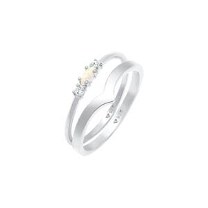 ELLI Prsten  stříbrná / průhledná / perlově bílá