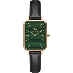 Daniel Wellington Analogové hodinky 'Quadro Pressed Sheffield RG Green'  růžově zlatá / zelená / černá