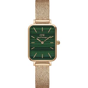 Daniel Wellington Analogové hodinky 'Quadro Pressed Melrose RG Green'  růžově zlatá / jedle / trávově zelená