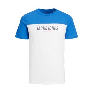 JACK & JONES Tričko 'DAN'  modrá / černý melír / bílá