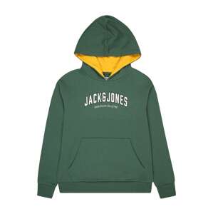 Jack & Jones Junior Mikina 'Division' žlutá / tmavě zelená / černá / bílá