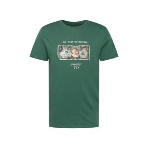 JACK & JONES Tričko 'XMAS'  šedá / khaki / trávově zelená / bílá