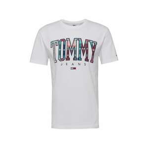 Tommy Jeans Tričko tyrkysová / pink / červená / bílá