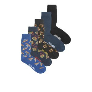 JACK & JONES Ponožky 'FASTFOOD'  modrá / chladná modrá / žlutá / černá / bílá