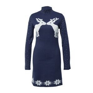 PIECES Úpletové šaty 'FIRA' námořnická modř / bílá
