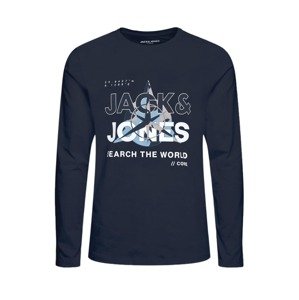 Jack & Jones Junior Tričko 'Hunt' noční modrá / světlemodrá / šedá / bílá