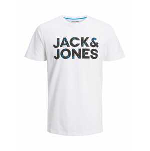 JACK & JONES Tričko nebeská modř / černá / offwhite