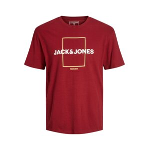 JACK & JONES Tričko 'EXPLORED' světle žlutá / červená / bílá