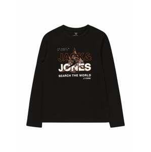 Jack & Jones Junior Tričko 'Hunt' šedá / tmavě oranžová / černá / bílá