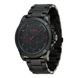 HUGO Analogové hodinky '46MM/MULTI/3BAR/BLACK IP CASE/BLACK DIAL' černá