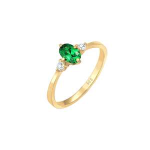 ELLI Prsten  zlatá / zelená / průhledná