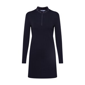 Calvin Klein Jeans Šaty 'NECK LOGO FITTED SWEATER DRESS'  černá