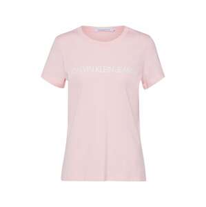 Calvin Klein Jeans Tričko 'INSTITUTIONAL LOGO SLIM FIT TEE'  růžová / bílá