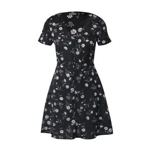 Missguided Letní šaty 'BUTTON THROUGH TEA DRESS SS FLORAL'  černá