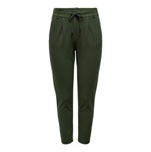 ONLY Kalhoty se sklady v pase tmavě zelená