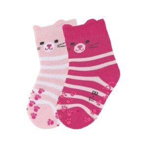 STERNTALER Ponožky 'Katze' růžová / tmavě růžová / černá / bílá