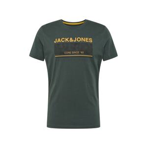 JACK & JONES Tričko  černá / tmavě zelená / zlatě žlutá