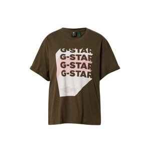 G-Star RAW Tričko 'Graphic 1'  khaki / růžová / bílá