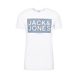 JACK & JONES Tričko 'TUBE'  bílá / kouřově modrá / chladná modrá
