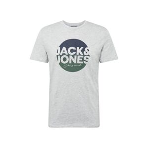 JACK & JONES Tričko 'TORPEDO'  šedý melír / chladná modrá / zelená
