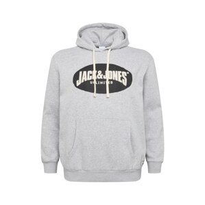 Jack & Jones Plus Mikina 'History'  černá / šedý melír / bílá