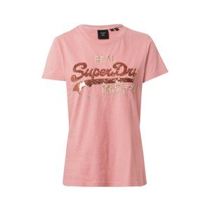 Superdry Tričko 'SEQUIN'  zlatá / růže