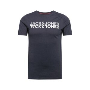 JACK & JONES Tričko  námořnická modř / světle šedá / bílá