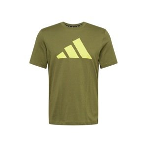 ADIDAS PERFORMANCE Funkční tričko svítivě žlutá / olivová