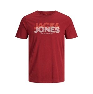 JACK & JONES Tričko  červená / bílá / lososová