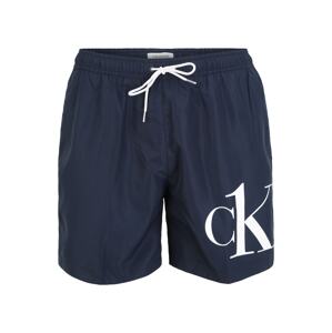 Calvin Klein Swimwear Plavecké šortky 'DRAWSTRING'  bílá / marine modrá