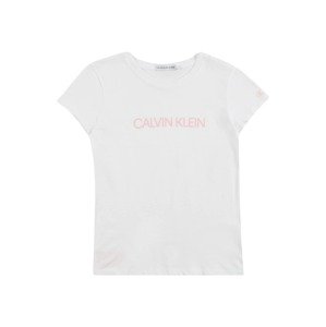 Calvin Klein Jeans Tričko 'INSTITUTIONAL'  bílá / světle růžová