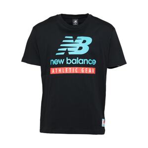 new balance Tričko  černá / svítivě modrá / světle červená / bílá