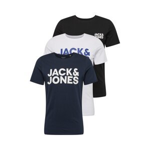 JACK & JONES Tričko modrá / námořnická modř / černá / bílá